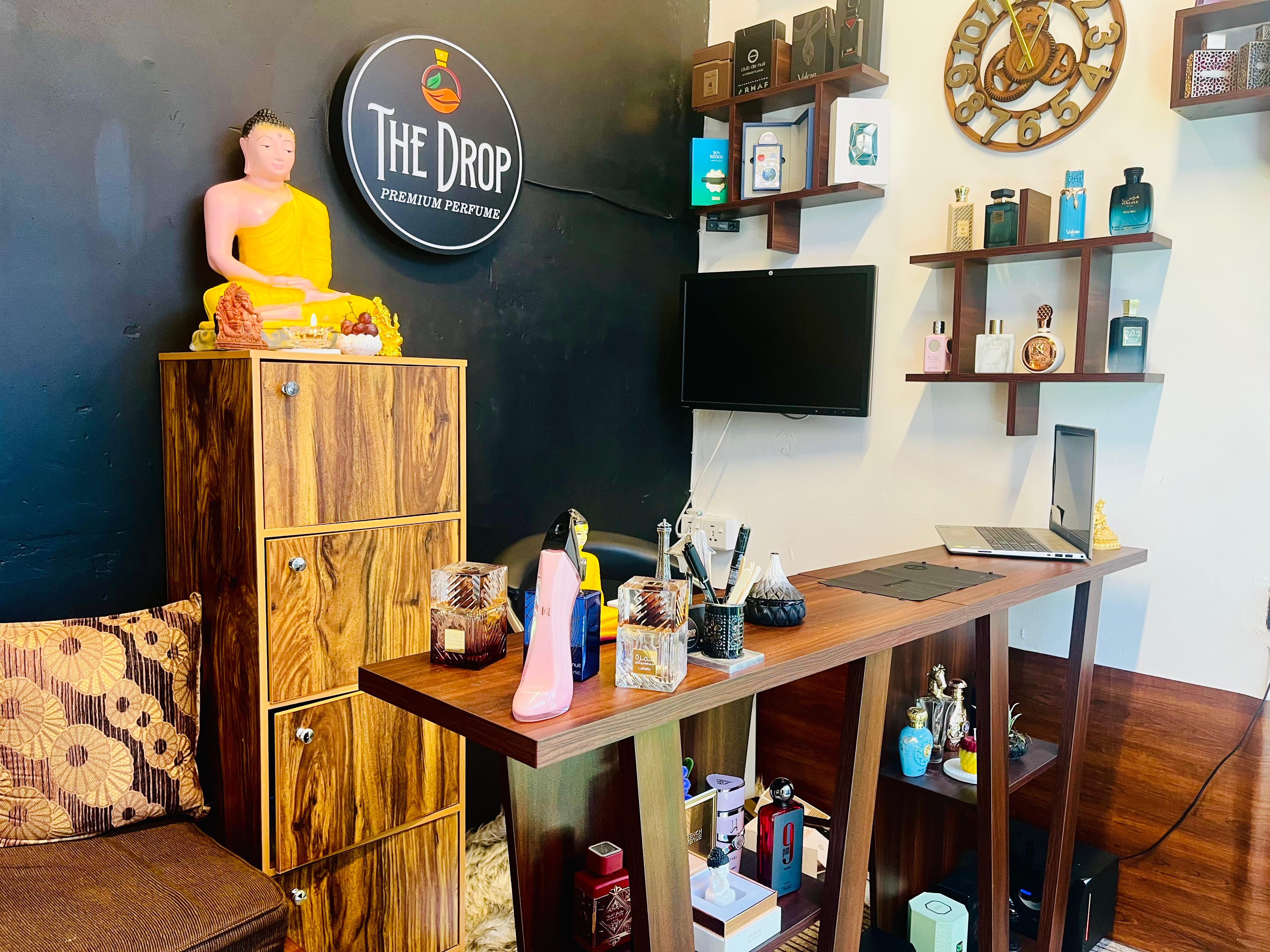 Fragrance details inside The Drop store in Matara